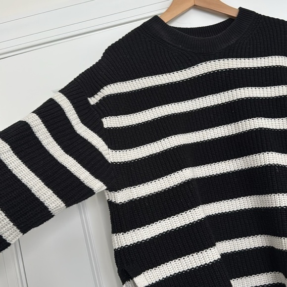 Striped Knit Sweater with Side Slits - Picture 2 of 5